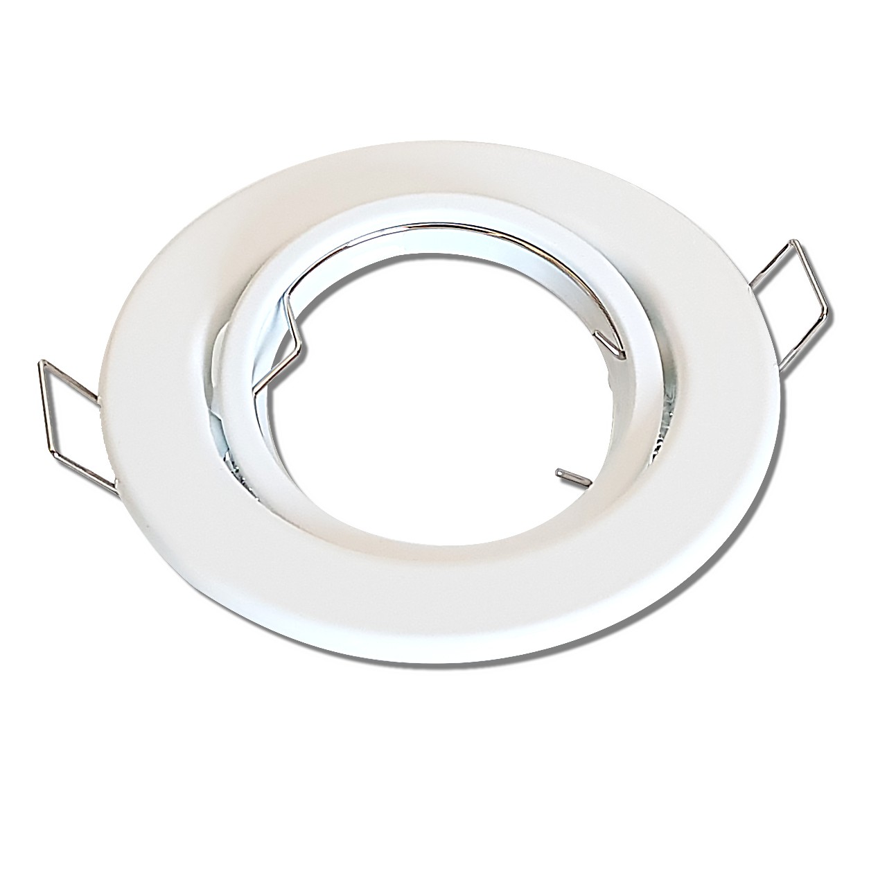 Support encastrable ronde orientable blanc pour ampoule GU10 Led ou halogène