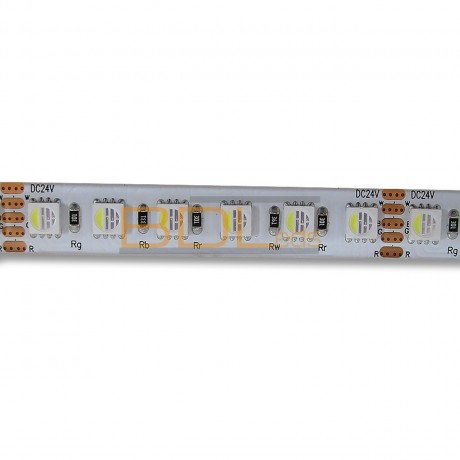 Ruban 96led/m RGBCW étanche 4 chips ( RGB+Blanc froid 6000°K) 24V