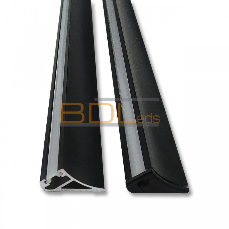 Profilé Noir diffuseur Noir pour Angle 45° pour Ruban LED 2m