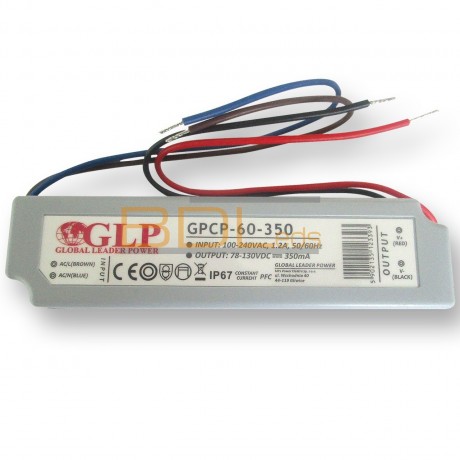 Driver de courant 350mA/78-130V, CC,PFC, IP67 plastique