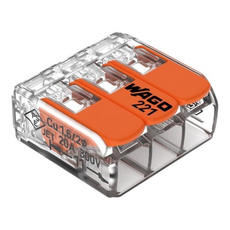 Wago 221-413 : Borne de Raccordement Compact à Levier 4 mm²