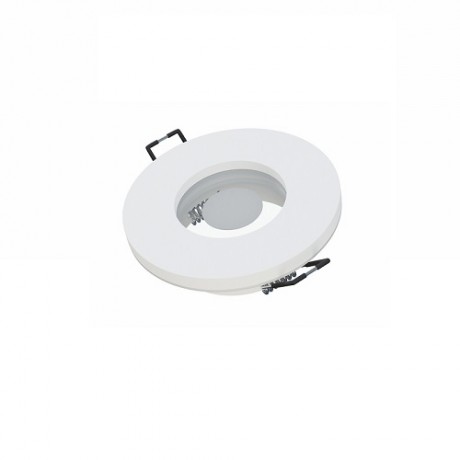 Vue coté du plafonnier rond blanc salle de bain pour ampoules MR16 ou GU10