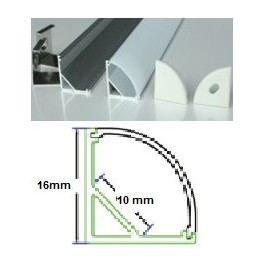 Profilé aluminium 45° pour ruban led 10mm