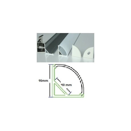 Profilé aluminium 45° pour ruban led 10mm