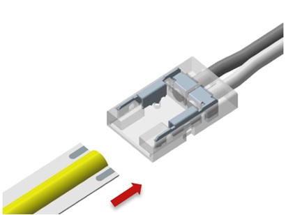 Emboitement du ruban LED COB dans le connecteur