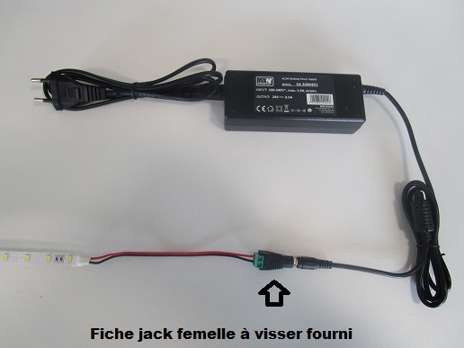 Branchement ruban LED avec alimentation jack