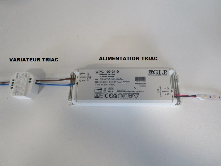 Branchement variateur triac pour alimentation et ruban LED