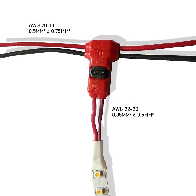 schéma branchement connecteur droit type T 2 voies