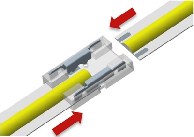 Glisser les rubans LED COB dans le raccord