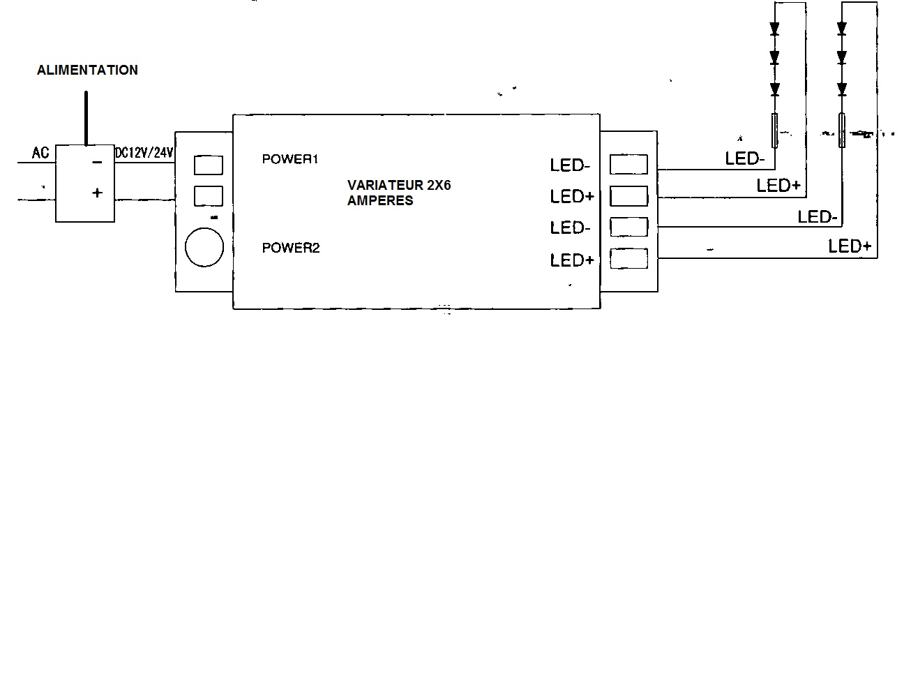 Schéma branchement variateur multi zone